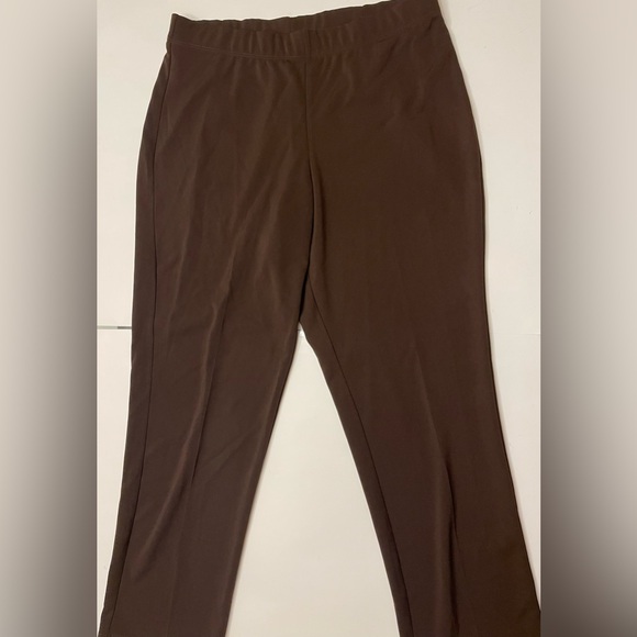 SUSAN GRAVER ESSENTIALS Brown Elastic Waist Pull On Knit Pants Sz Lp - Picture 2 of 6